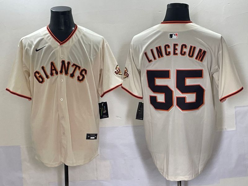 Men 2025 San Francisco Giants #55 Lincecum Cream Game Nike MLB Jersey style 1